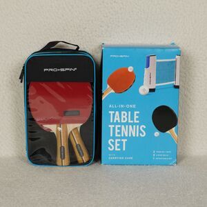 PRO SPIN All-In-One Table Tennis Set with Carrying Case Portable Ping-Pong Kit